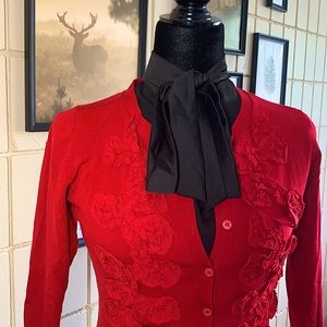 Beautiful red pen up style fitted cardigan